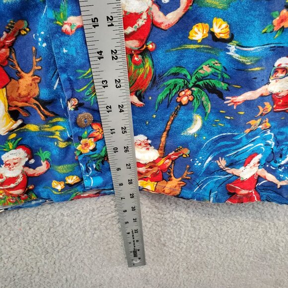 Yo Wear Hawaiian Grampcore Santa Claus Surfing Aloha Short Sleeve Size XL Blue - Picture 5 of 8